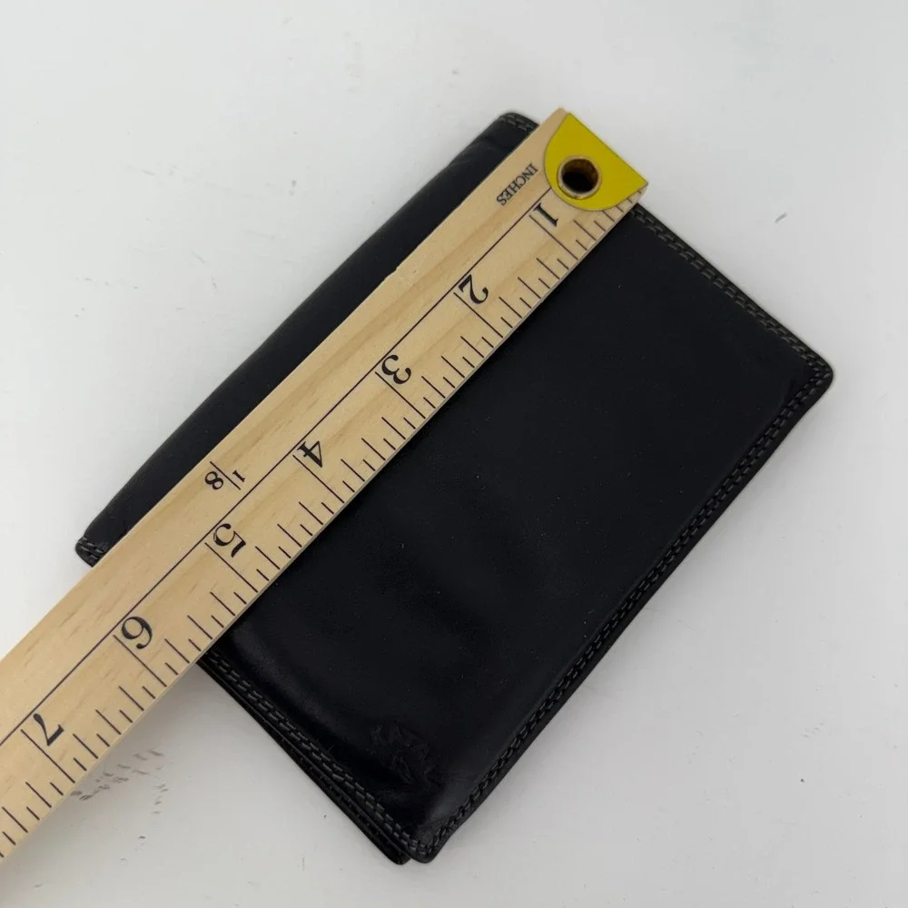 Katana Mens Black Leather Trifold Wallet Vertical Zip Pocket ID Windows